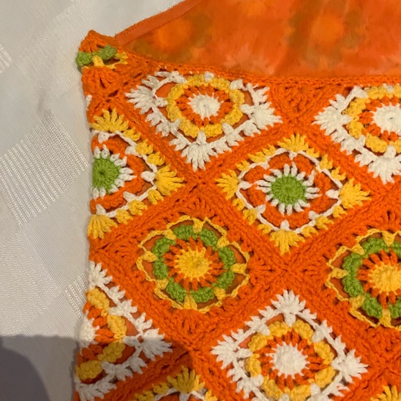 EUC-Neiman Marcus orange crocheted halter top - Picture 6 of 6